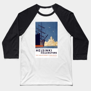 Vintage Travel Poster Finland Helsinki Baseball T-Shirt